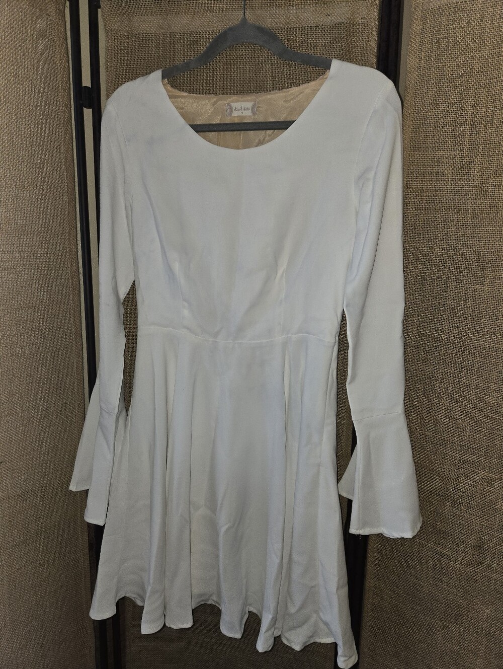 Women’s Alter'd State White Long Sleeve Fit & Flare Dress Bell Sleeves Lace Med